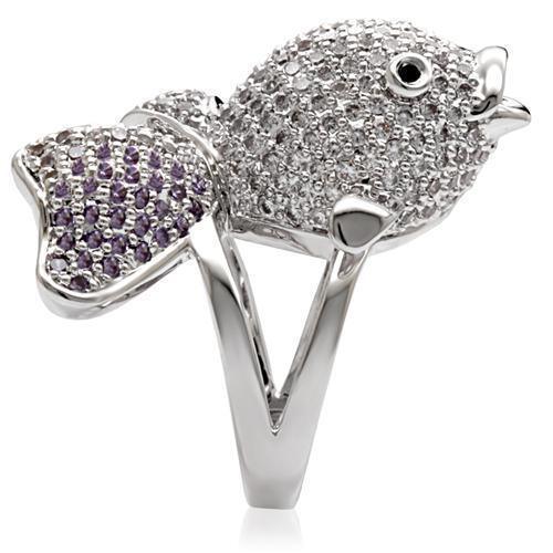 Rhodium Brass Ring with AAA Grade CZ in Multi Color Size 7