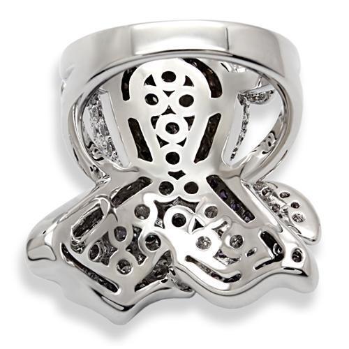 Rhodium Brass Ring with AAA Grade CZ in Multi Color Size 7