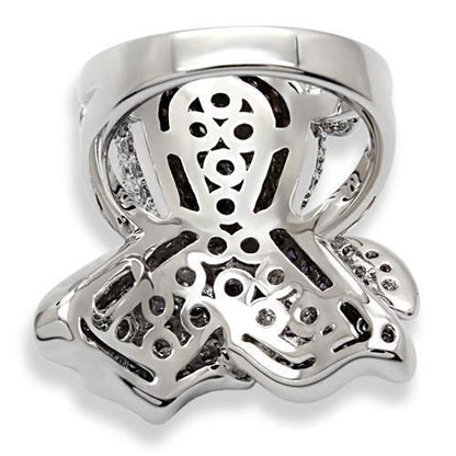 Rhodium Brass Ring with AAA Grade CZ in Multi Color Size 7