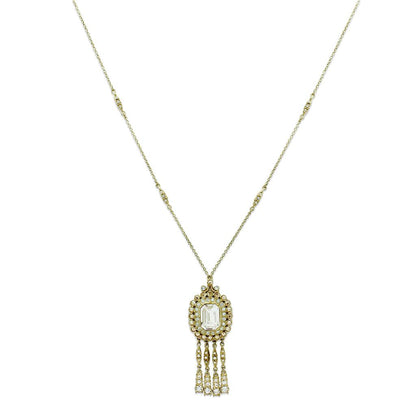 Gold Brass Necklace with Top Grade Crystal in Clear
