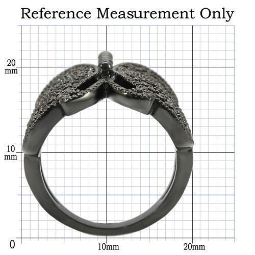 Ruthenium Brass Ring with AAA Grade CZ in Champagne Size 5