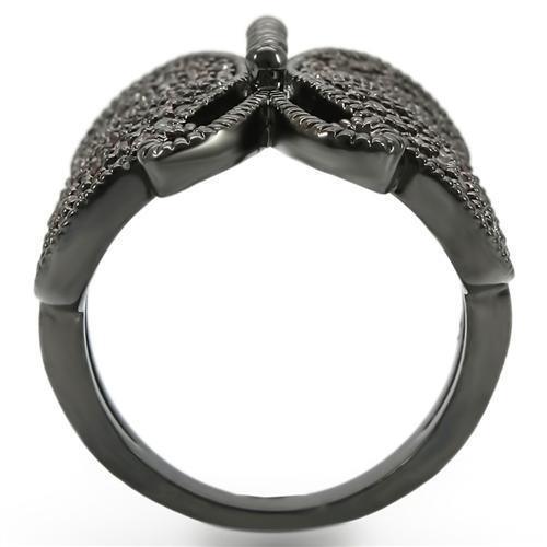 Ruthenium Brass Ring with AAA Grade CZ in Champagne Size 5