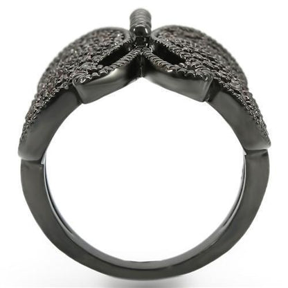 Ruthenium Brass Ring with AAA Grade CZ in Champagne Size 5