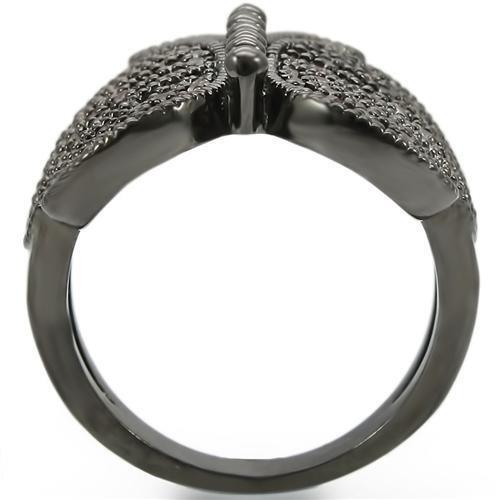 Ruthenium Brass Ring with AAA Grade CZ in Champagne Size 5