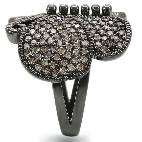 Ruthenium Brass Ring with AAA Grade CZ in Champagne Size 5