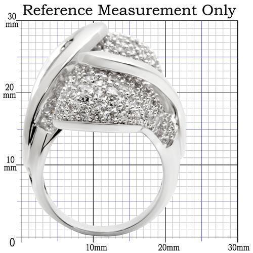 0W118 - Rhodium Brass Ring with AAA Grade CZ  in Clear Size 7