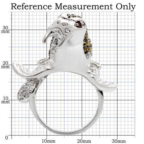 0W008 - Rhodium + Ruthenium Brass Ring with AAA Grade CZ  in Multi Color Size 7