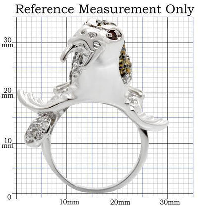 0W008 - Rhodium + Ruthenium Brass Ring with AAA Grade CZ  in Multi Color Size 7