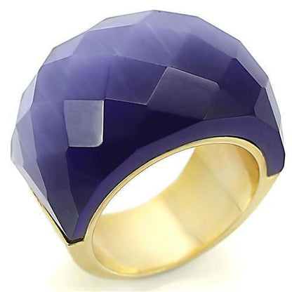Gold Brass Ring with Semi-Precious Cat Eye in Montana Size 6