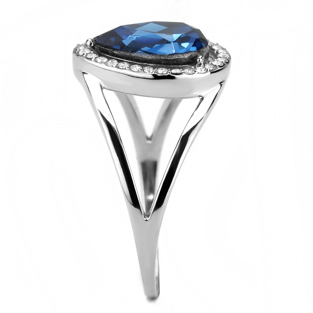High polished (no plating) Stainless Steel Ring with Top Grade Crystal in Montana