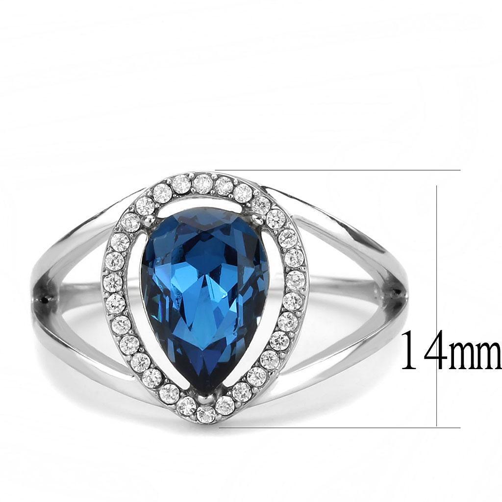High polished (no plating) Stainless Steel Ring with Top Grade Crystal in Montana