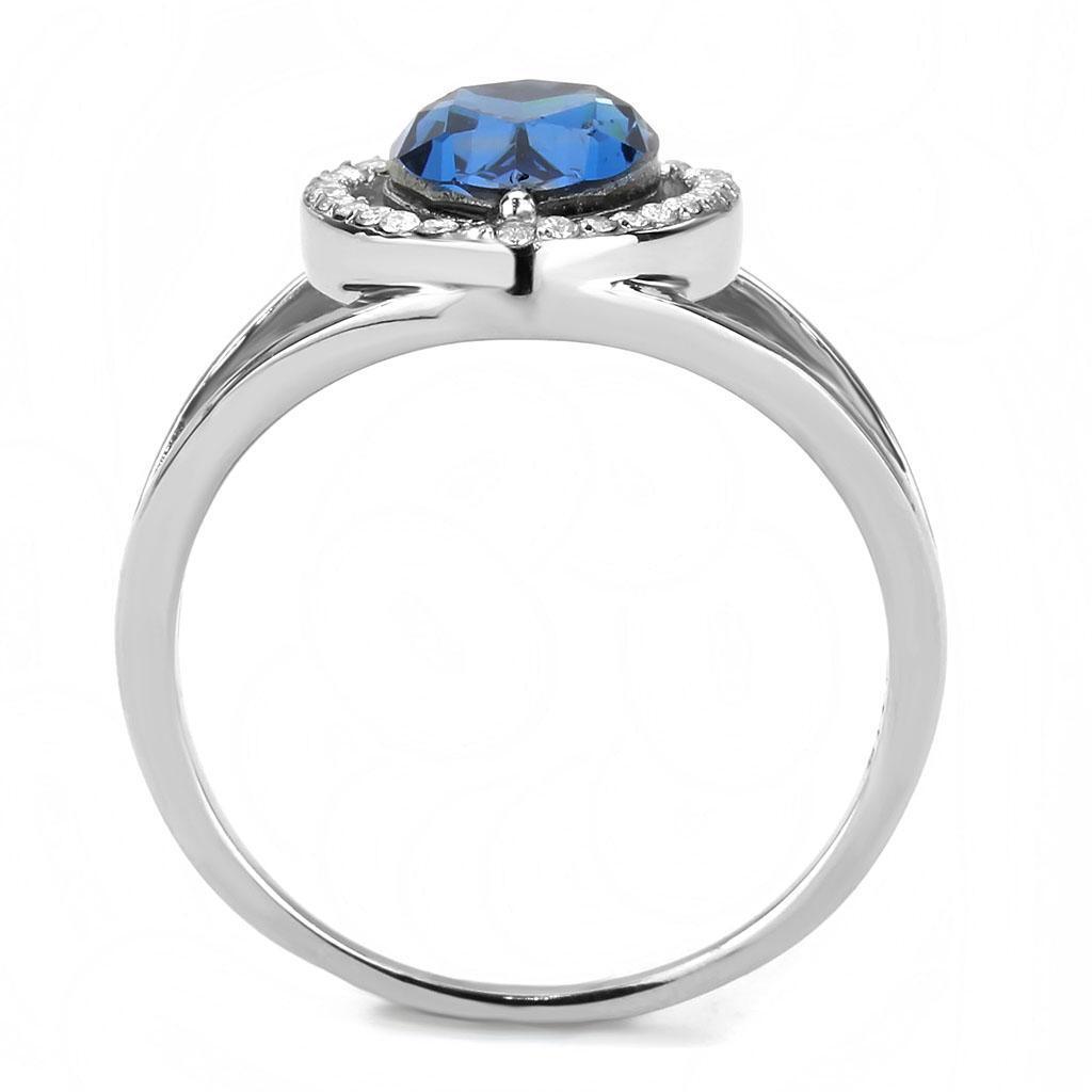 High polished (no plating) Stainless Steel Ring with Top Grade Crystal in Montana