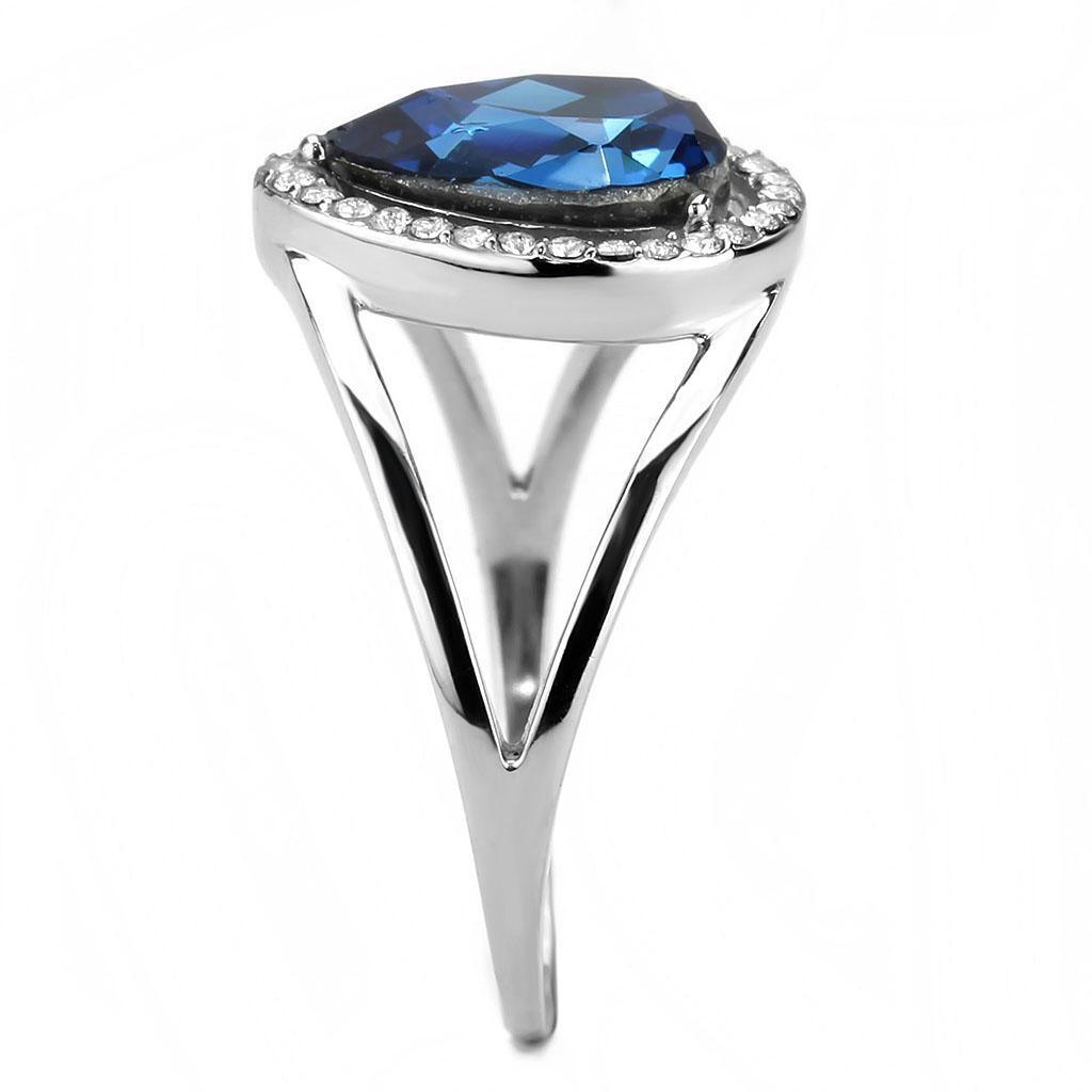 High polished (no plating) Stainless Steel Ring with Top Grade Crystal in Montana