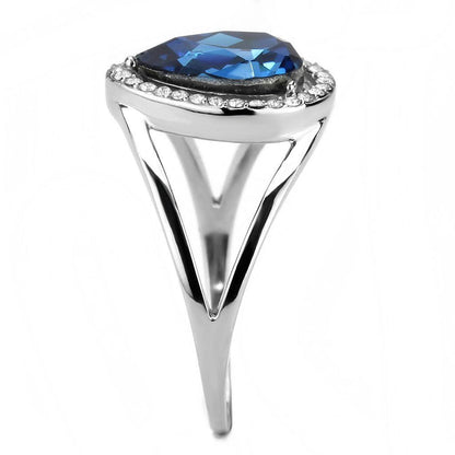 High polished (no plating) Stainless Steel Ring with Top Grade Crystal in Montana