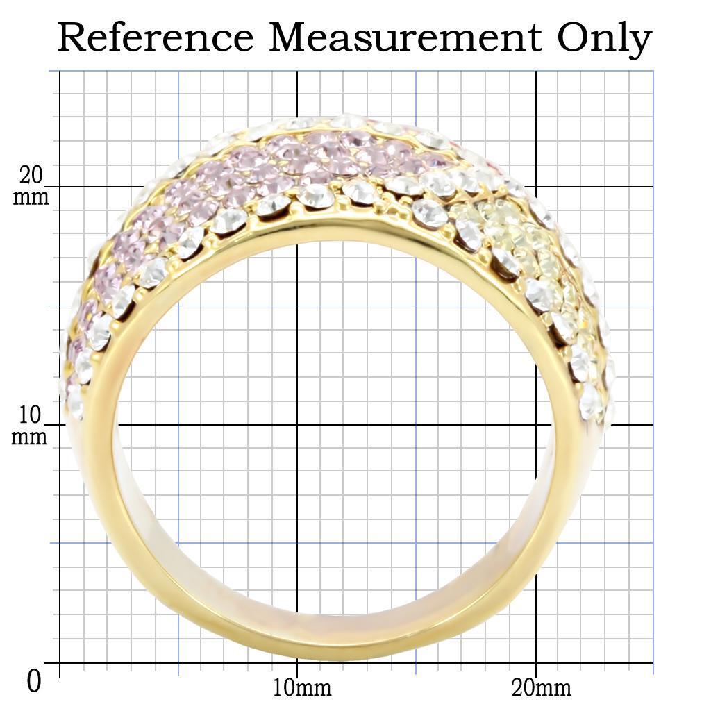 Gold Brass Ring with Top Grade Crystal in Multi Color Size 7