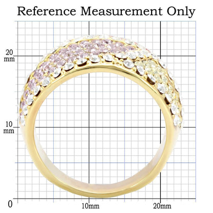 Gold Brass Ring with Top Grade Crystal in Multi Color Size 7