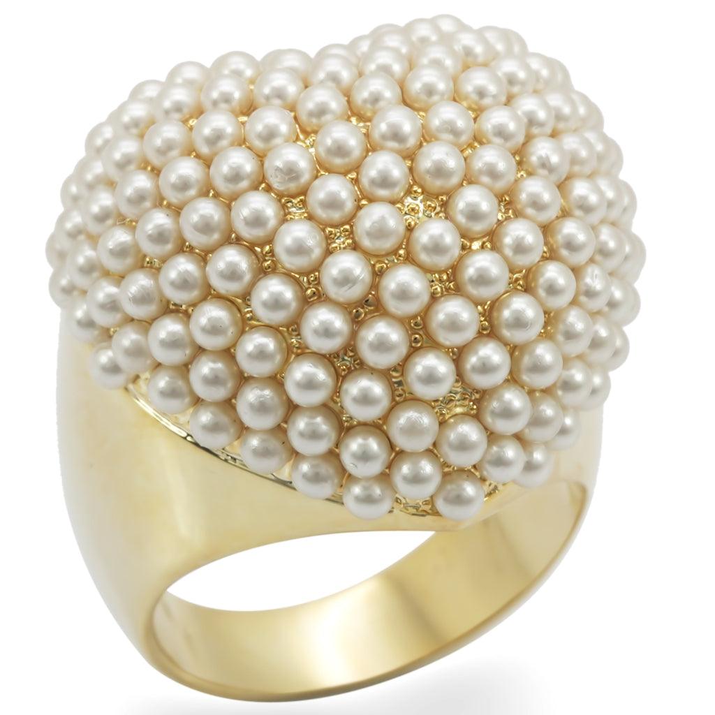 Gold Brass Ring with Synthetic in Citrine Yellow