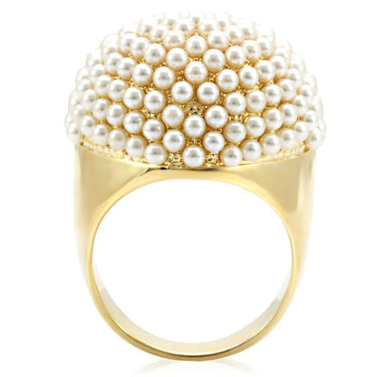 Gold Brass Ring with Synthetic in Citrine Yellow