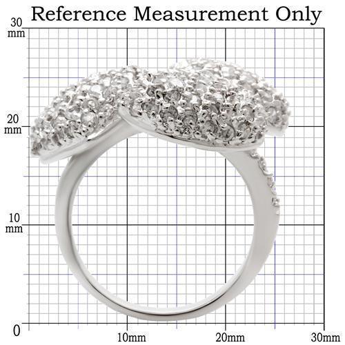 0W145 - Rhodium Brass Ring with AAA Grade CZ in Clear Size 7