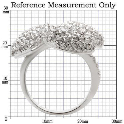 0W145 - Rhodium Brass Ring with AAA Grade CZ in Clear Size 7