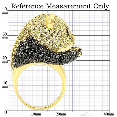 0W182 - Gold+Ruthenium Brass Ring with AAA Grade CZ  in Jet Size 8