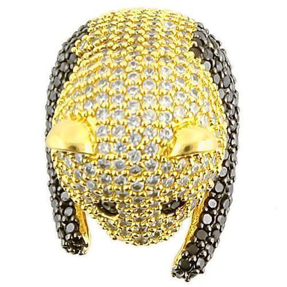 0W182 - Gold+Ruthenium Brass Ring with AAA Grade CZ  in Jet Size 8