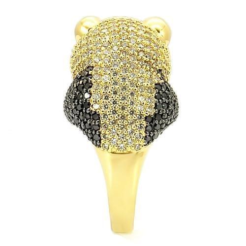 0W182 - Gold+Ruthenium Brass Ring with AAA Grade CZ  in Jet Size 8
