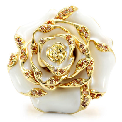 Gold Brass Ring with AAA Grade CZ  in Champagne