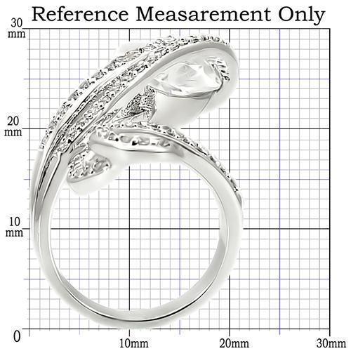 Rhodium Brass Ring with AAA Grade CZ  in Clear Size 5