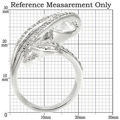 Rhodium Brass Ring with AAA Grade CZ  in Clear Size 5