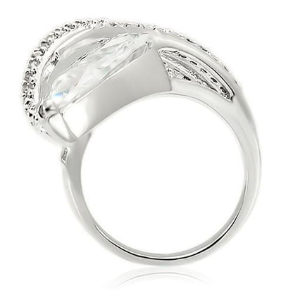 Rhodium Brass Ring with AAA Grade CZ  in Clear Size 5