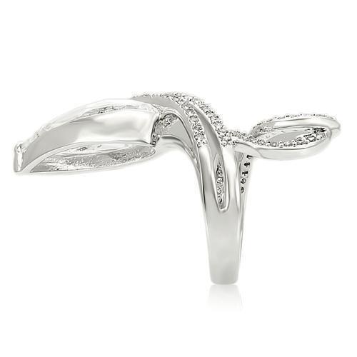 Rhodium Brass Ring with AAA Grade CZ  in Clear Size 5