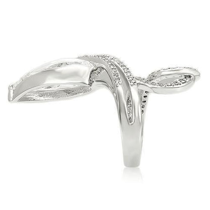 Rhodium Brass Ring with AAA Grade CZ  in Clear Size 5