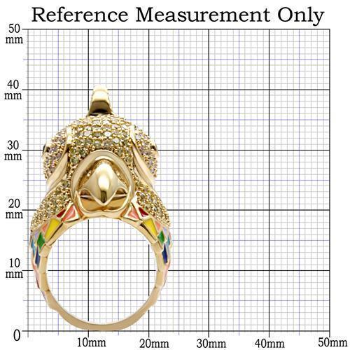 Gold Brass Ring with AAA Grade CZ in Multi Color Size 7