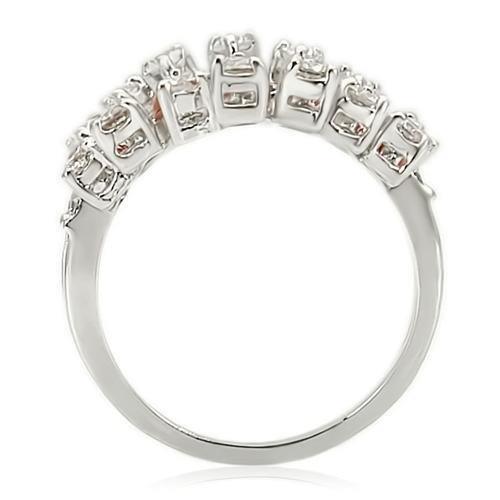 Rhodium Brass Ring with AAA Grade CZ in Clear Size 7