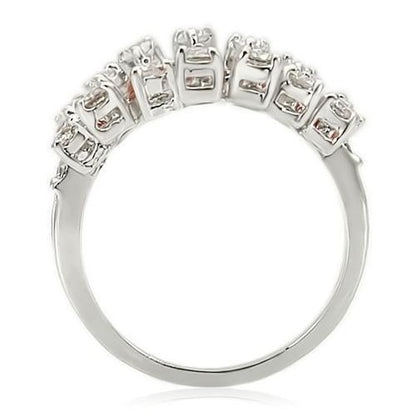 Rhodium Brass Ring with AAA Grade CZ in Clear Size 7