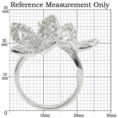 Rhodium Brass Ring with AAA Grade CZ in Clear Size 9
