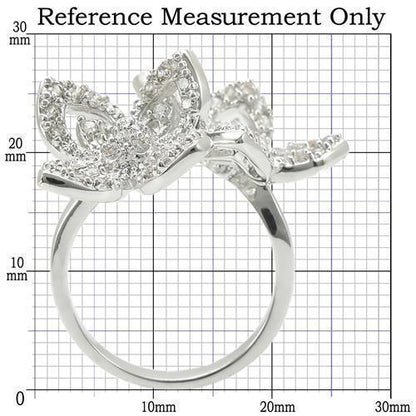 Rhodium Brass Ring with AAA Grade CZ in Clear Size 9