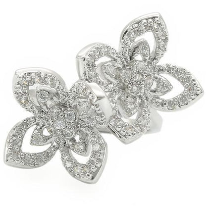 Rhodium Brass Ring with AAA Grade CZ in Clear Size 9