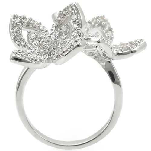 Rhodium Brass Ring with AAA Grade CZ in Clear Size 9