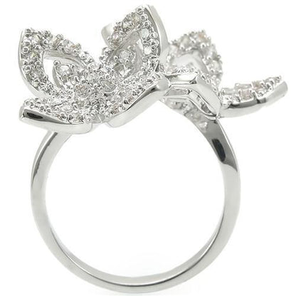 Rhodium Brass Ring with AAA Grade CZ in Clear Size 9