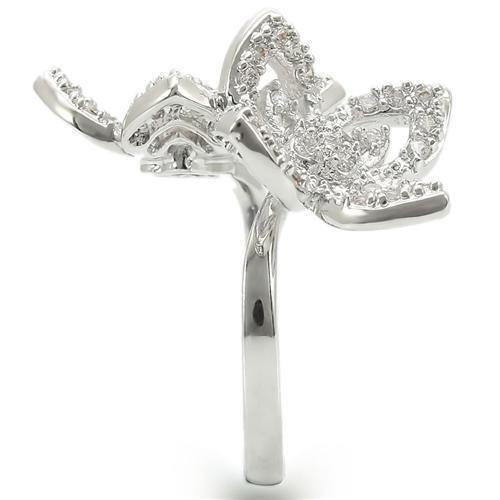 Rhodium Brass Ring with AAA Grade CZ in Clear Size 9
