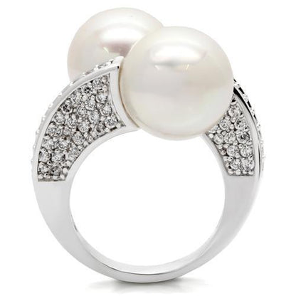 Rhodium Brass Ring with AAA Grade CZ in Clear