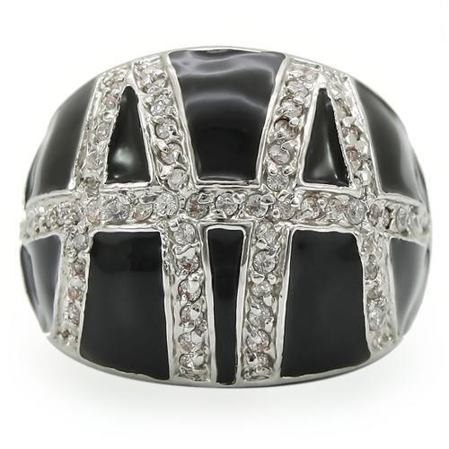 Rhodium Brass Ring with AAA Grade CZ in Clear Size 10