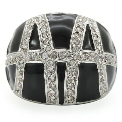 Rhodium Brass Ring with AAA Grade CZ in Clear Size 10