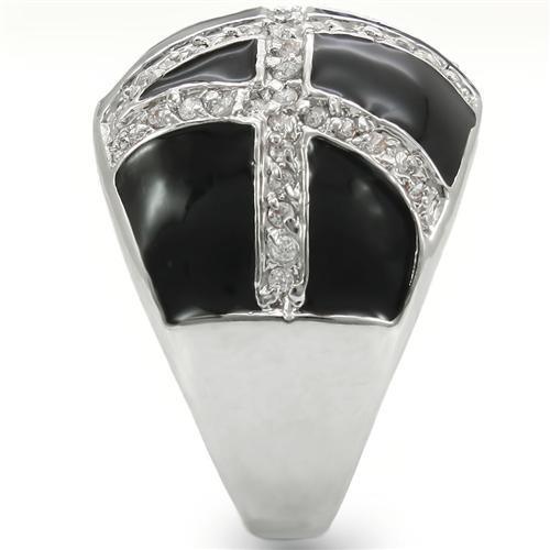 Rhodium Brass Ring with AAA Grade CZ in Clear Size 10