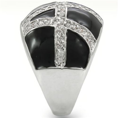 Rhodium Brass Ring with AAA Grade CZ in Clear Size 10