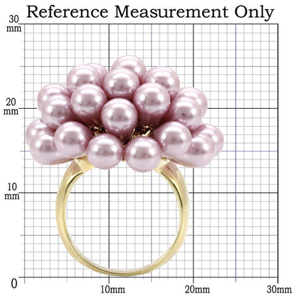 Gold Brass Ring with Synthetic Pearl in Light Amethyst Size 7