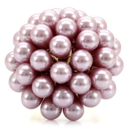 Gold Brass Ring with Synthetic Pearl in Light Amethyst Size 7
