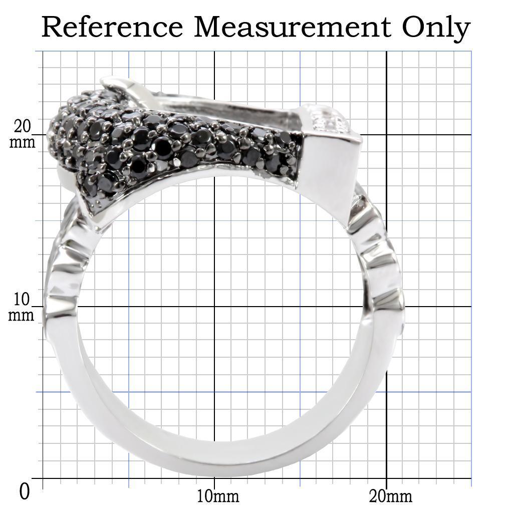 Rhodium + Ruthenium Brass Ring with AAA Grade CZ in Black Diamond Size 6
